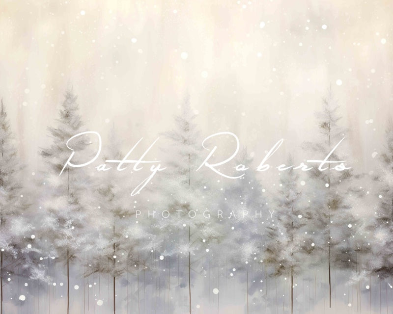 Kate Hiver Neige Arbres Bokeh Toile de fond conçue par Patty Robert