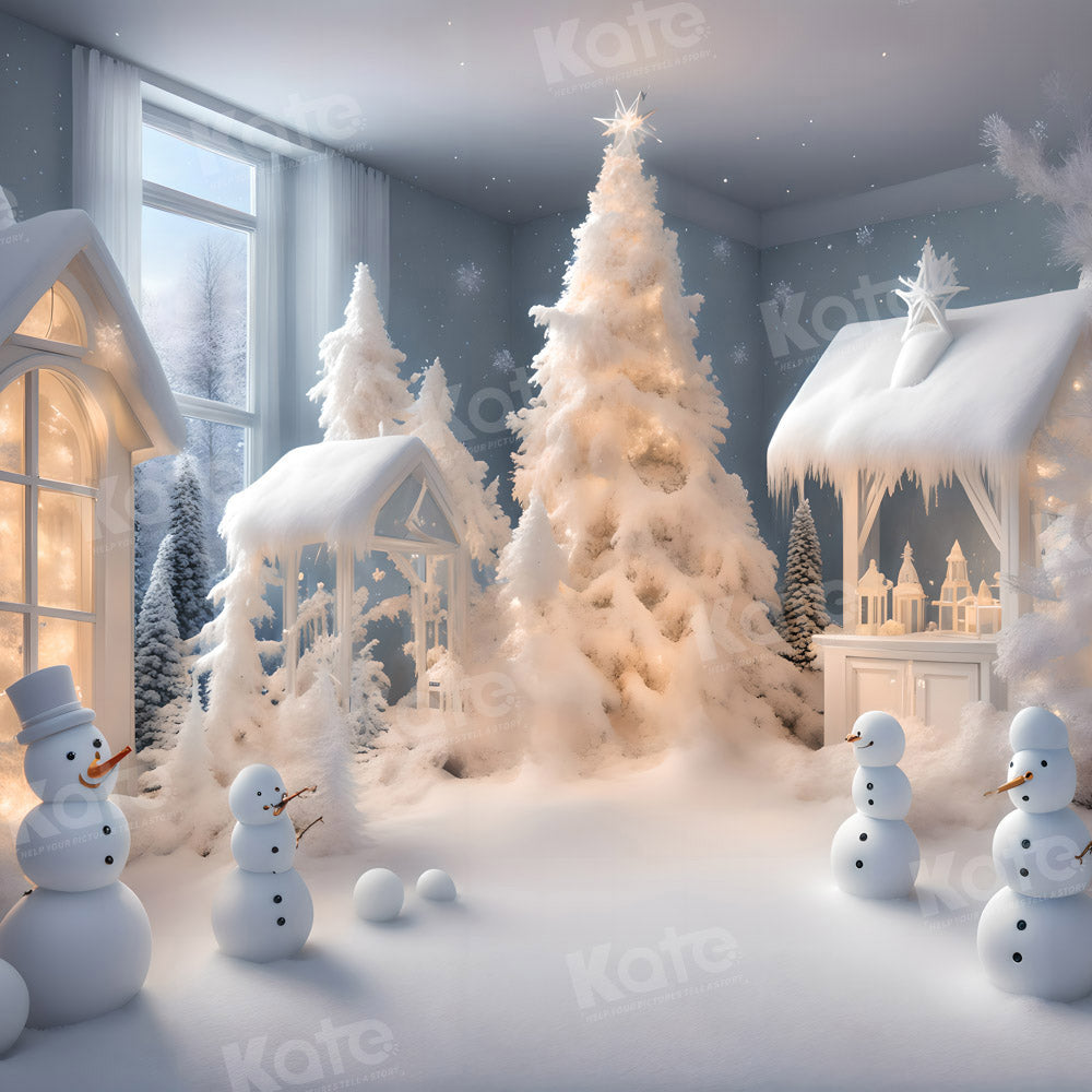 Kate Hiver Intérieur Bonhomme de neige Blanc Toile de fond pour la photographie