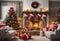 Kate Sapin de Noël Chambre Cheminée Fauteuil Toile de fond pour la photographie - Kate Backdrop FR