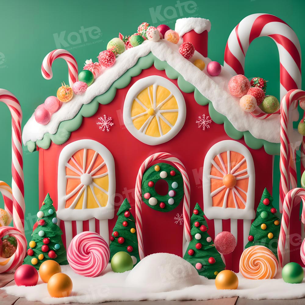 Kate Maison de Bonbons Coloré Enfant Noël Toile de fond pour la photographie