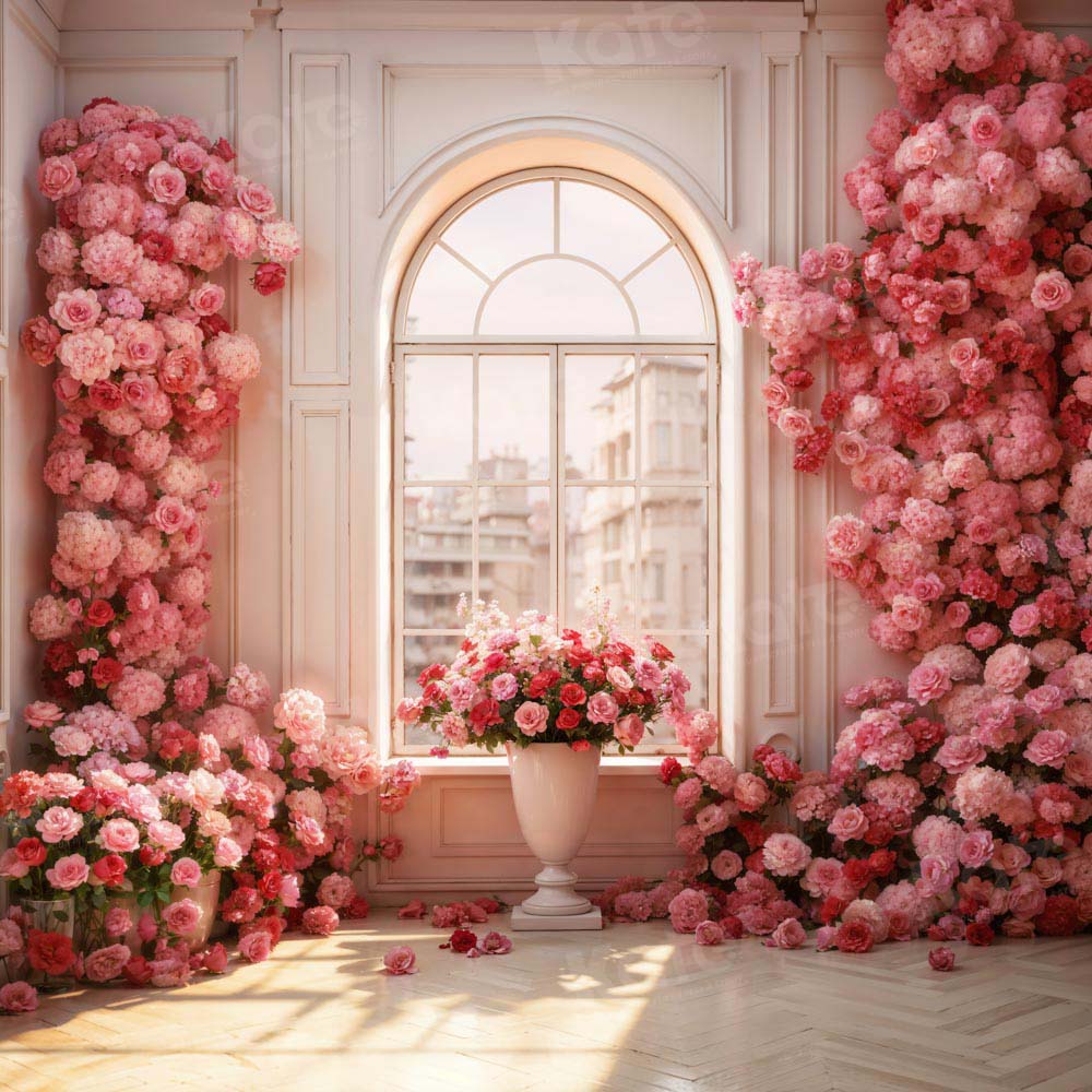 Kate Saint Valentin Fleurs Fenêtre Chambre Toile de fond conçue par Emetselch - Kate Backdrop FR