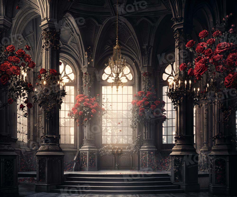 Kate Saint Valentin Fleurs Sombre Rétro Maison Toile de fond conçue par Emetselch