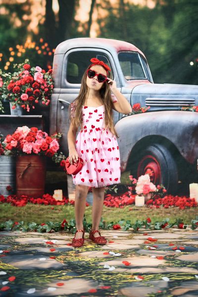 Kate Saint Valentin Camion complet de Roses Toile de fond pour la photographie - Kate Backdrop FR