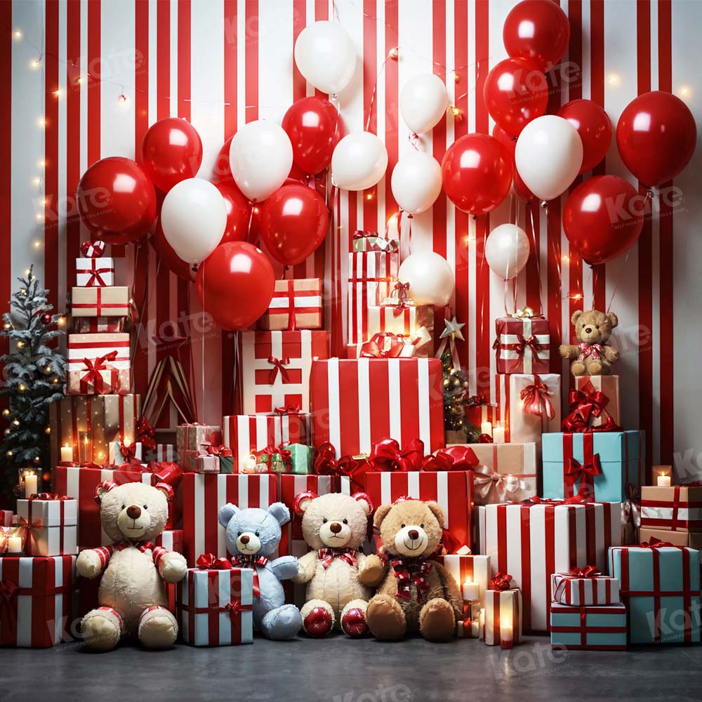 Kate Noël Ours en peluche Rouge Ballons Cadeaux Toile de fond pour la photographie