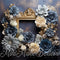 Kate Bleu Crème Fleurs Cadre doré Aquarelle Toile de fond conçue par Mini MakeBelieve - Kate Backdrop FR