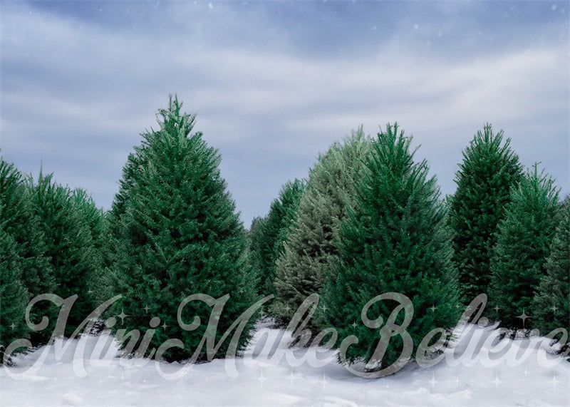 Kate Arbres de Noël Pin Neige Toile de fond conçue par Mini MakeBelieve