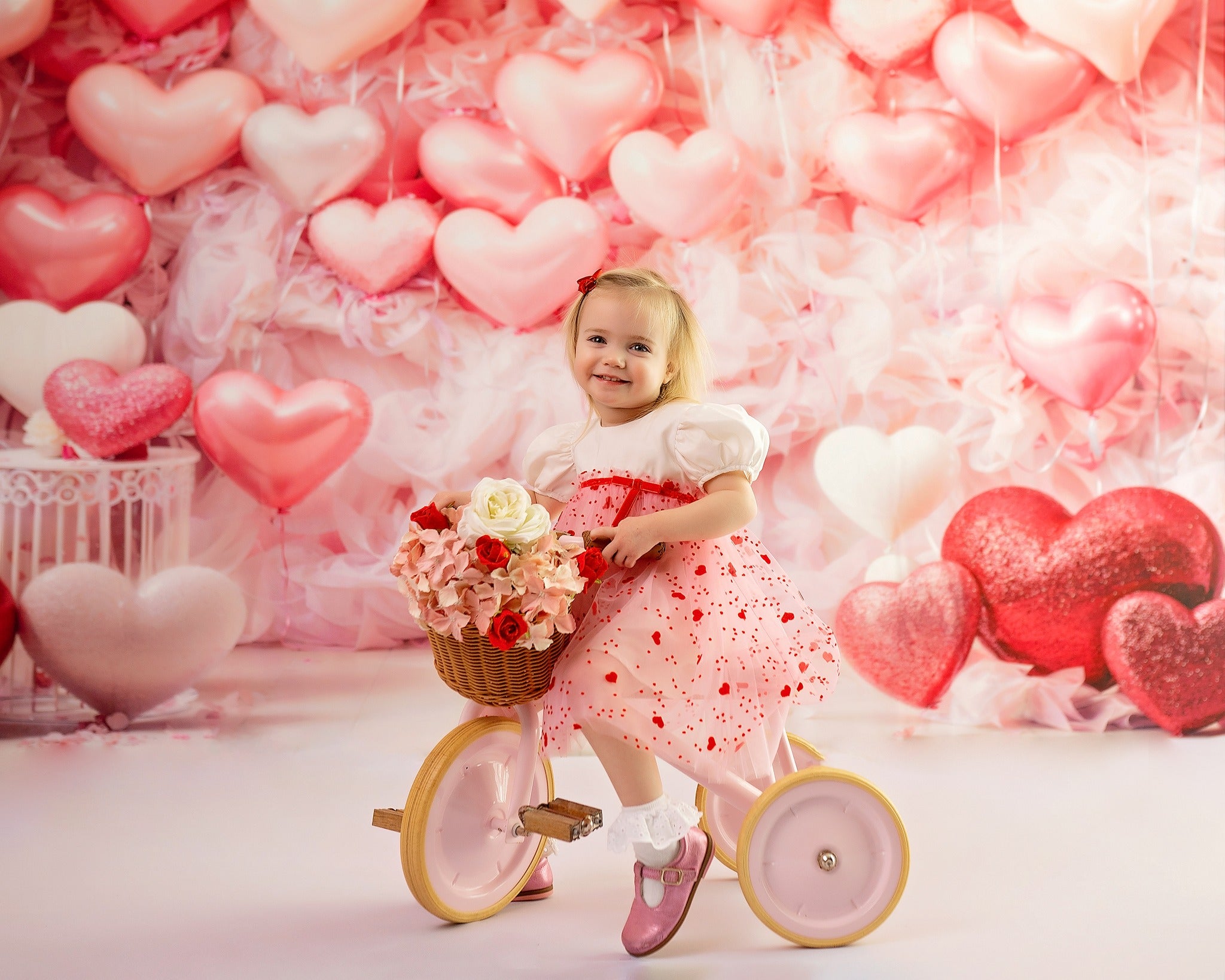 Kate Saint Valentin Rose Ballons Romantique Toile de fond en Laine conçue par Emetselch - Kate Backdrop FR