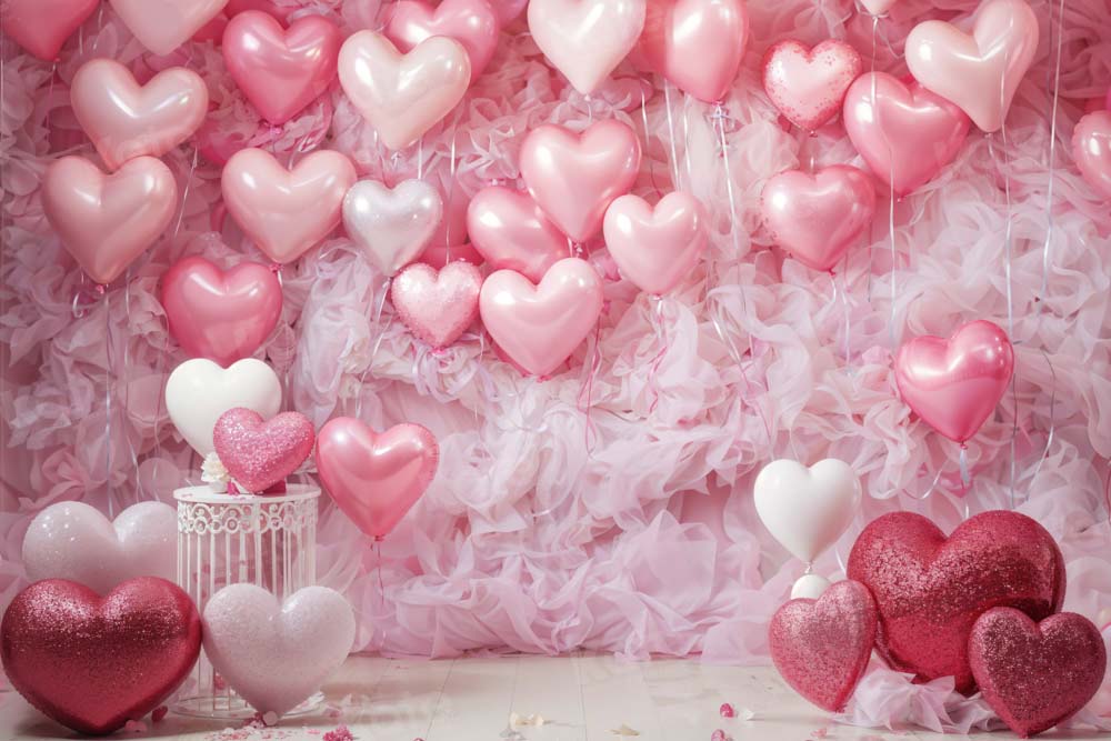 Kate Saint Valentin Rose Ballons Coeur Romantique Toile de fond conçue par Emetselch