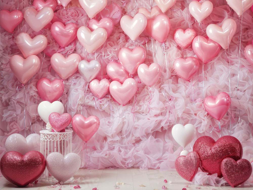 Kate Saint Valentin Rose Ballons Romantique Toile de fond en Laine conçue par Emetselch - Kate Backdrop FR