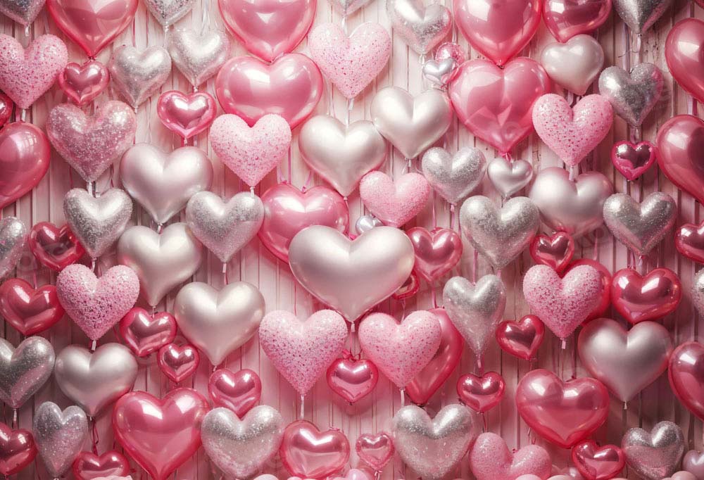 Kate Saint Valentin Rose & Argent Ballons Coeur Toile de fond conçue par Emetselch