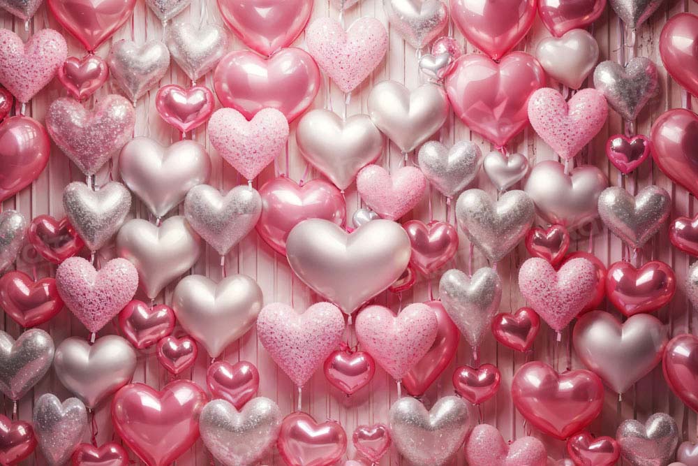 Kate Saint Valentin Rose & Argent Ballons Coeur Toile de fond conçue par Emetselch