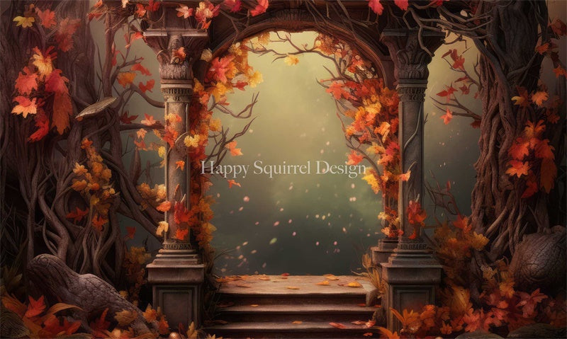 Kate Automne Arche Pilier Feuille d'érable Toile de fond Conçu par Happy Squirrel Design