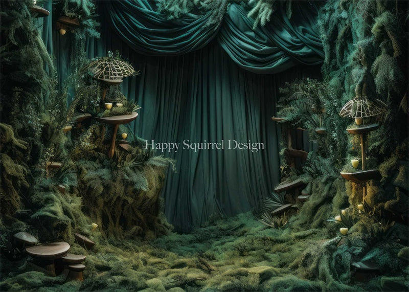 Kate Mousse Forêt Vert Plante Toile de fond Conçu par Happy Squirrel Design