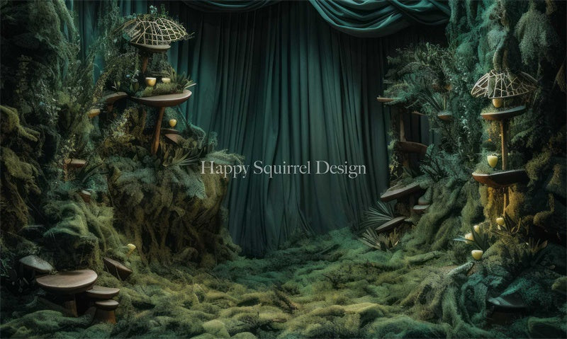 Kate Mousse Forêt Vert Plante Toile de fond Conçu par Happy Squirrel Design