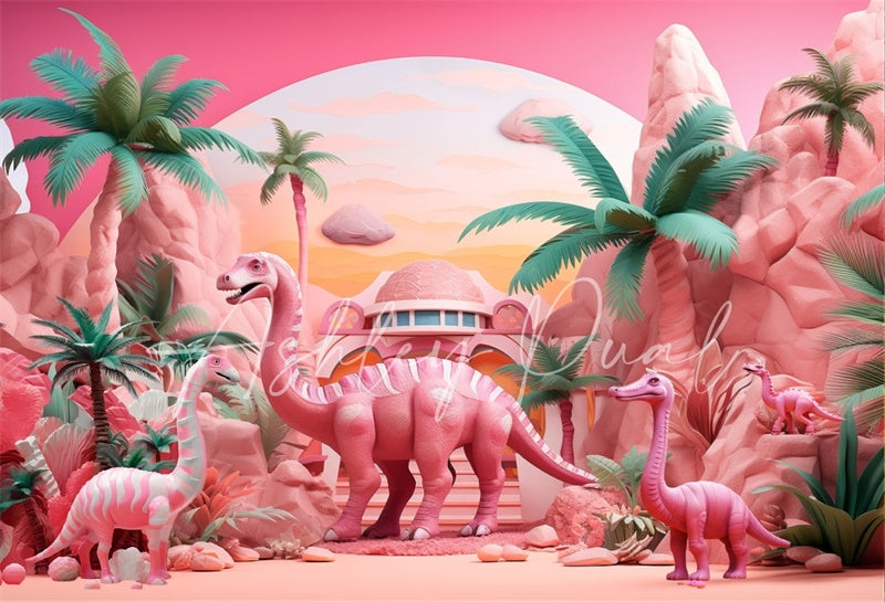 Kate Rose Dinosaure Tropical Enfant Toile de fond conçu par Ashley Paul