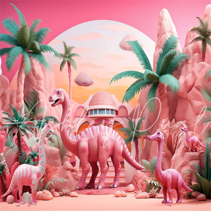 Kate Rose Dinosaure Tropical Enfant Toile de fond conçu par Ashley Paul