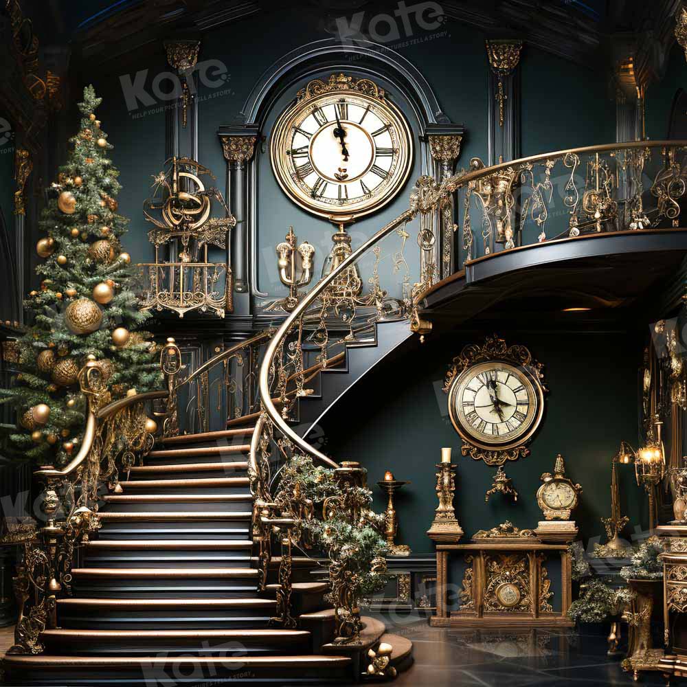 Kate Noël Escalier Horloge Arbre Toile de fond conçue par Chain Photographie