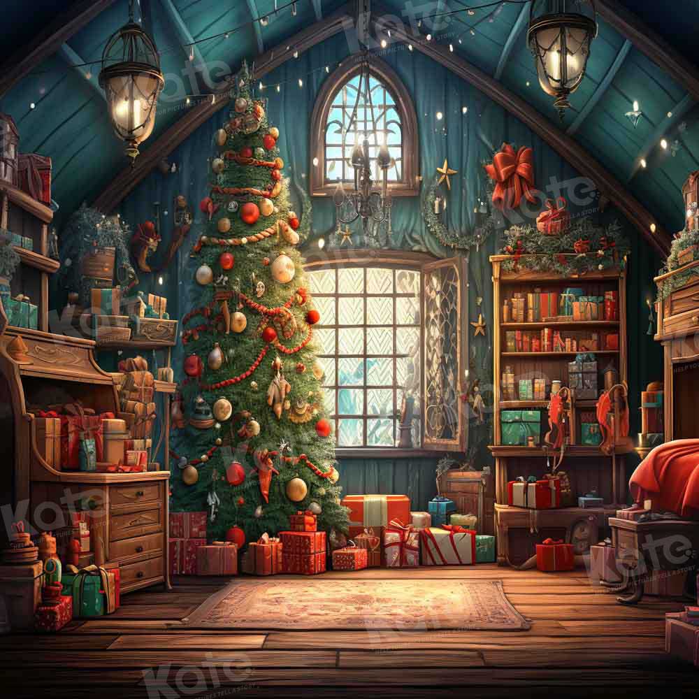 Kate Maison du Père Noël Chambre Cadeaux Toile de fond conçue par GQ