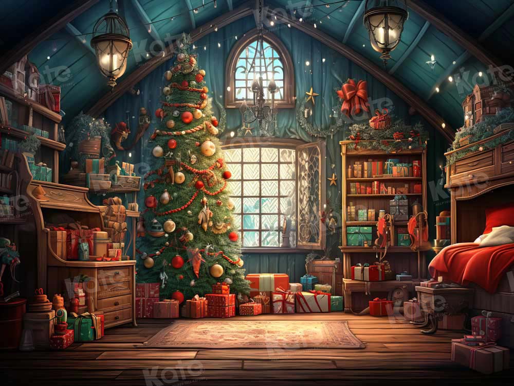 Kate Maison du Père Noël Chambre Cadeaux Toile de fond conçue par GQ