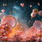 Kate Saint Valentin Bulles Ciel Rose Toile de fond Conçu par Happy Squirrel Design - Kate Backdrop FR