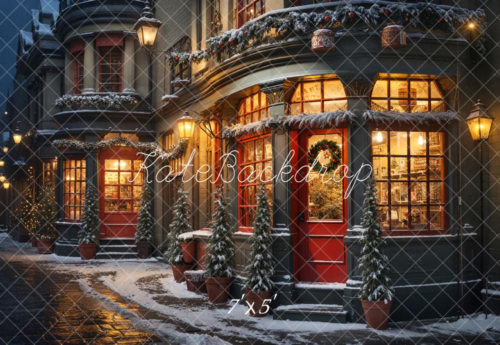 Kate Noël Rue Nuit Neige Magasin Toile de fond conçue par Emetselch - Kate Backdrop FR