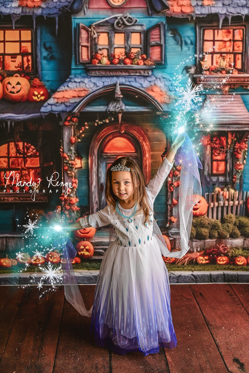 Kate Citrouille Halloween Maison Jaune Toile de fond conçue par Mandy Ringe - Kate Backdrop FR
