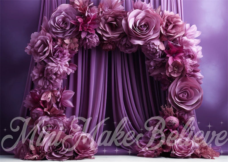 Kate Valentin Violet Arche de fleurs Rideaux Toile de fond conçue par Mini MakeBelieve