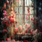 Kate Printemps Saint Valentin Rétro Floral Fenêtre Toile de fond conçue par Chain Photographie - Kate Backdrop FR