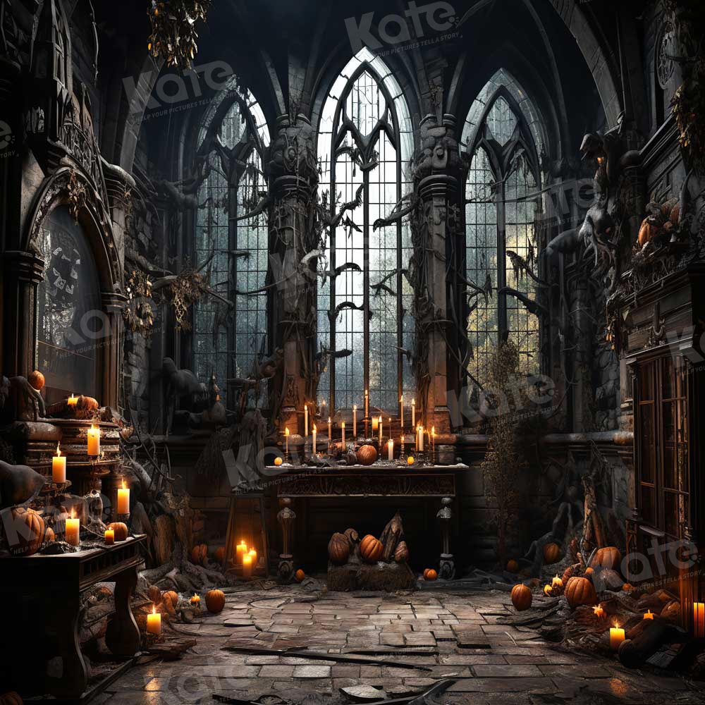 Kate Halloween Église Sombre Bougies Intérieur Toile de fond conçue par Emetselch