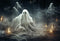 Kate Halloween Fantôme blanc Flamme Toile de fond conçue par Chain Photographie - Kate Backdrop FR