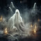 Kate Halloween Fantôme blanc Flamme Toile de fond conçue par Chain Photographie - Kate Backdrop FR