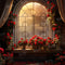 Kate Saint Valentin Roses Chambre Fenêtre Toile de fond pour la photographie - Kate Backdrop FR