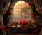 Kate Saint Valentin Roses Chambre Fenêtre Toile de fond pour la photographie - Kate Backdrop FR