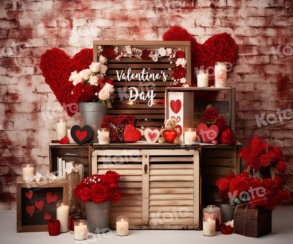 Kate Saint Valentin Roses rouges Bougie Toile de fond conçue par Emetselch