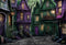 Kate Halloween Violet Vert Rue déserte Toile de fond pour la photographie - Kate Backdrop FR