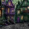 Kate Halloween Violet Vert Rue déserte Toile de fond pour la photographie - Kate Backdrop FR