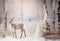 Kate Noël Arbre Neige Wapiti Neige Toile de fond pour la photographie - Kate Backdrop FR
