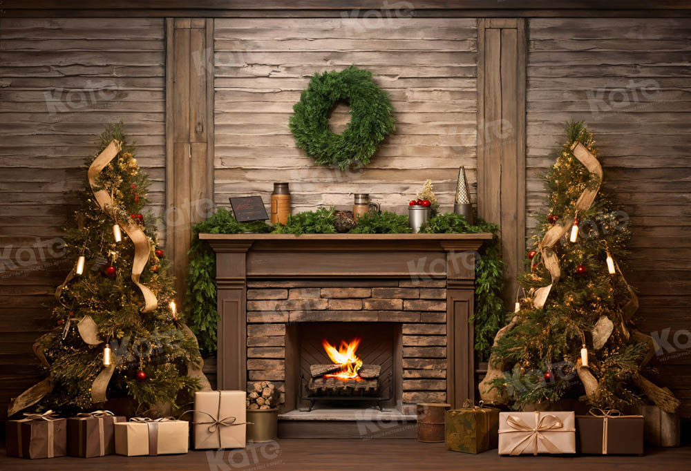 Kate Noël Arbre Cadeau Mur de Bois Toile de fond pour la photographie - Kate Backdrop FR