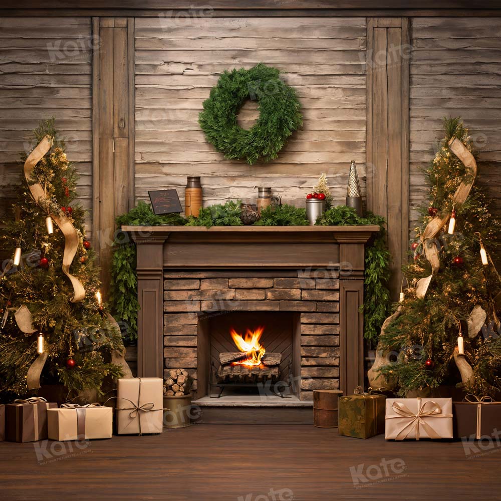 Kate Noël Arbre Cadeau Mur de Bois Toile de fond pour la photographie - Kate Backdrop FR