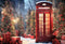 Kate Noël Rouge Cabine téléphonique Neige Toile de fond conçue par Emetselch - Kate Backdrop FR