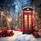Kate Noël Rouge Cabine téléphonique Neige Toile de fond conçue par Emetselch - Kate Backdrop FR