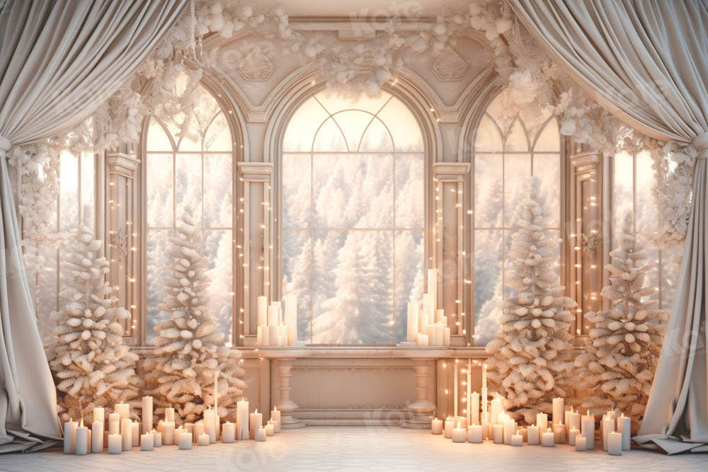 Kate Sapin de Noël Blanc Fenêtre Bougies Toile de fond conçue par Emetselch