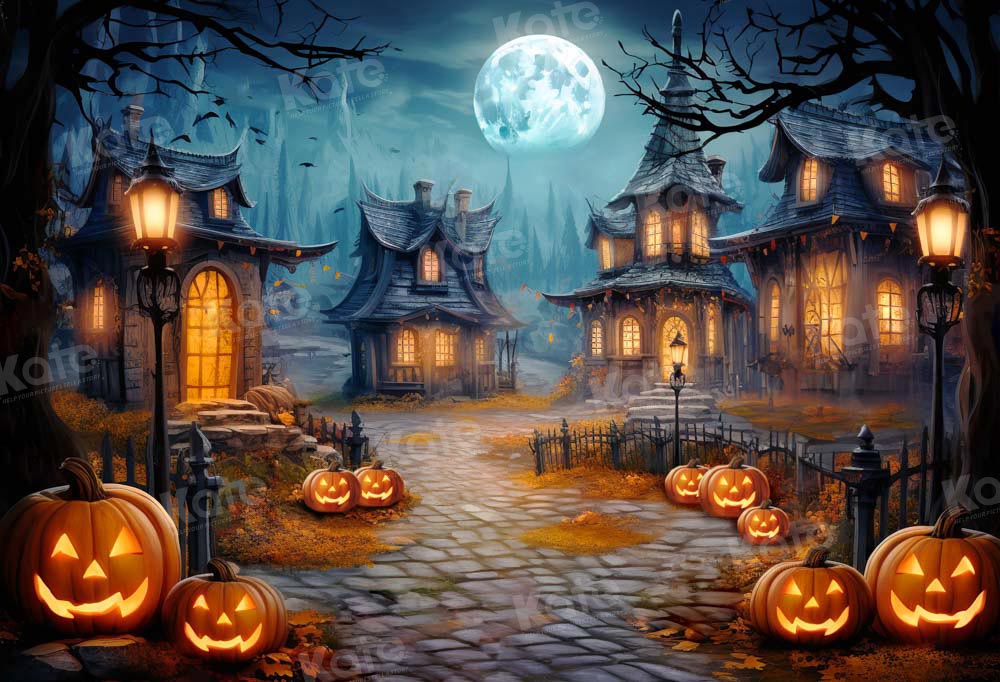 Kate Halloween Nuit Lune Citrouille Toile de fond conçue par GQ