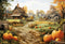 Kate Automne Citrouille Prairie Maison Toile de fond pour la photographie - Kate Backdrop FR