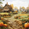Kate Automne Citrouille Prairie Maison Toile de fond pour la photographie - Kate Backdrop FR