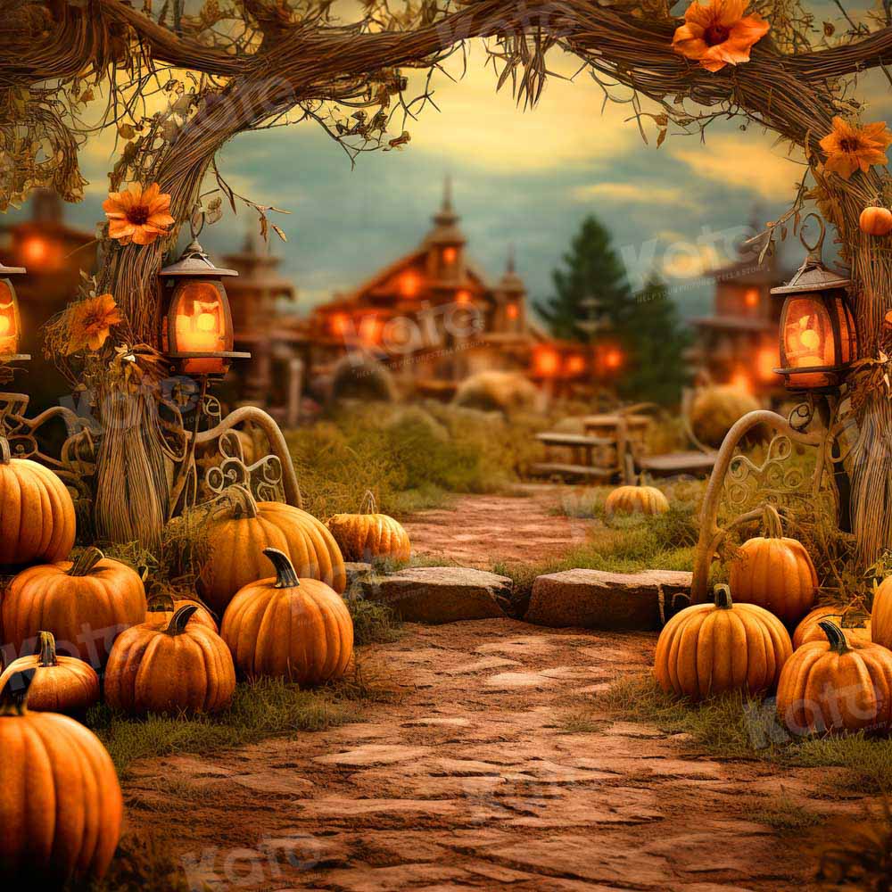 Kate Automne Jaune Extérieur Citrouille Toile de fond pour la photographie - Kate Backdrop FR