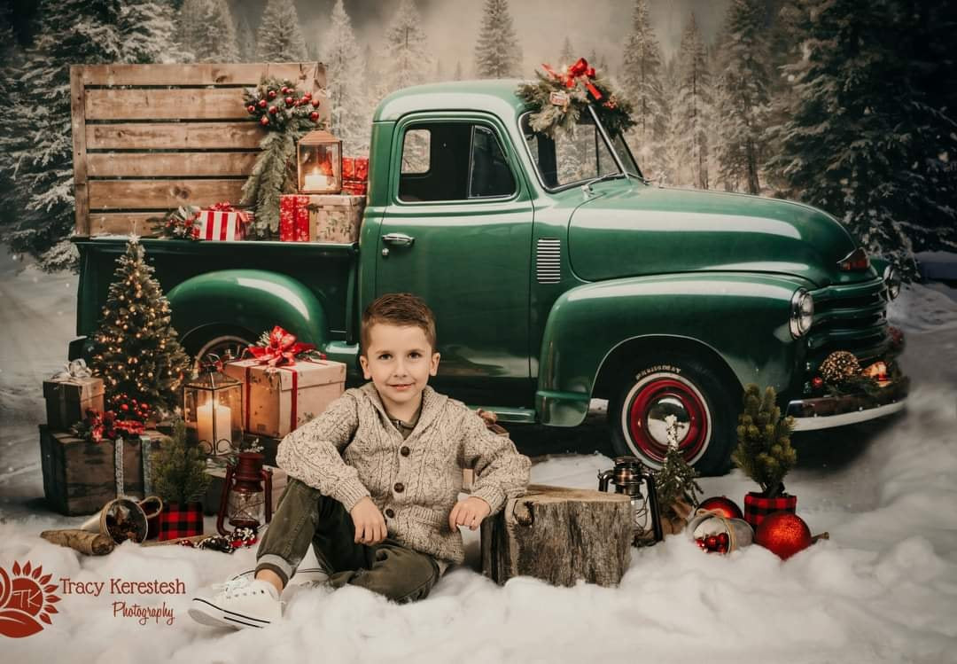 Kate Noël Cadeau Camion Vert Toile de fond conçue par Emetselch - Kate Backdrop FR
