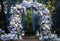 Kate Extérieur Mariage Violet Arche de fleurs Toile de fond conçue par Emetselch - Kate Backdrop FR