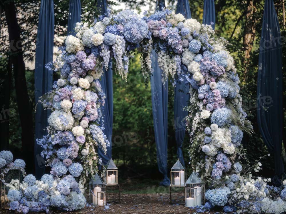 Kate Extérieur Mariage Violet Arche de fleurs Toile de fond conçue par Emetselch