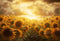 Kate Doré Coucher de soleil Tournesol Toile de fond pour la photographie - Kate Backdrop FR